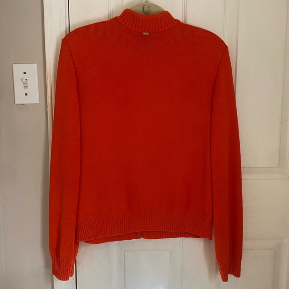 St John Zip Up Wool Blend Sweater in Tangerine - Picture 4 of 7